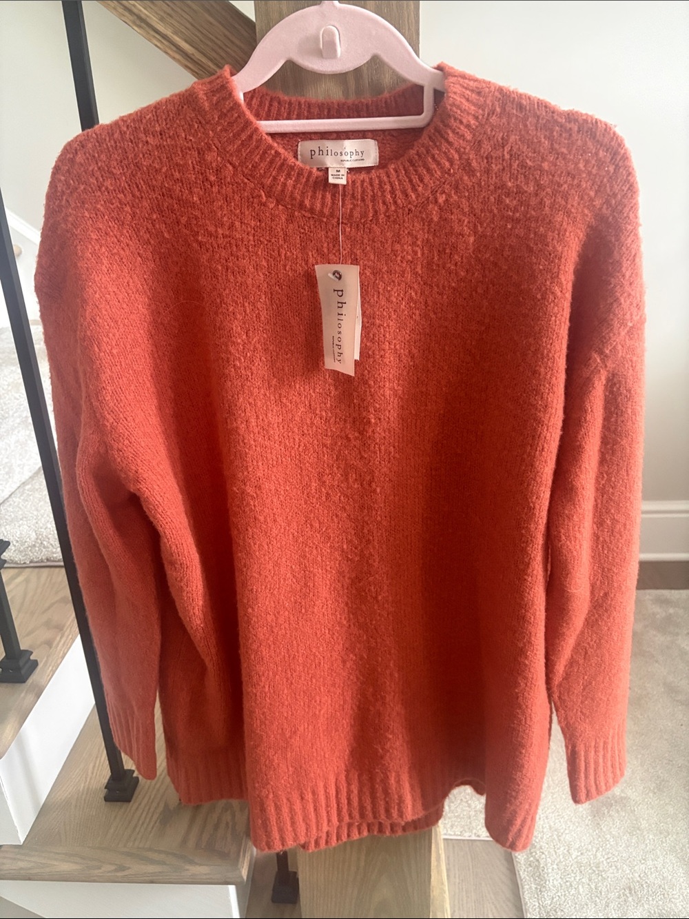 NWT Philosophy Cozy Orange Crewneck Sweater medium rust